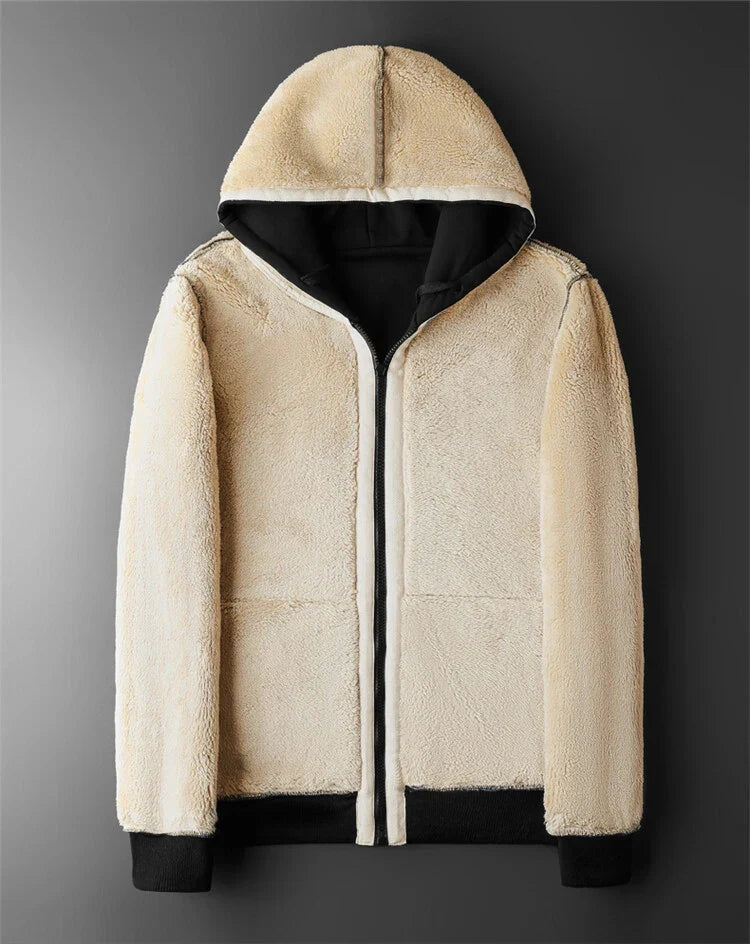 Herren-Kapuzenpullover mit Reissverschluss und Futter in Wolloptik für Alltag und Sport