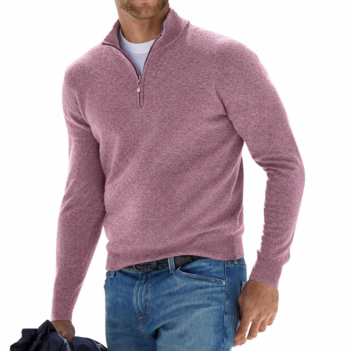 Herrenpullover mit Reissverschlusskragen