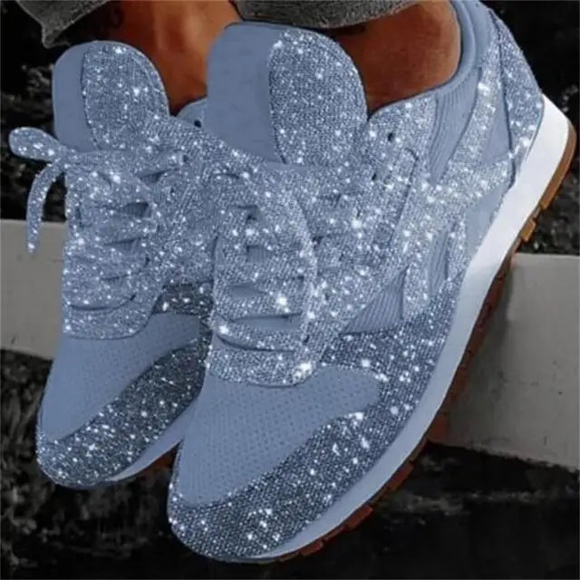 Damen Glitzer Schnürschuhe