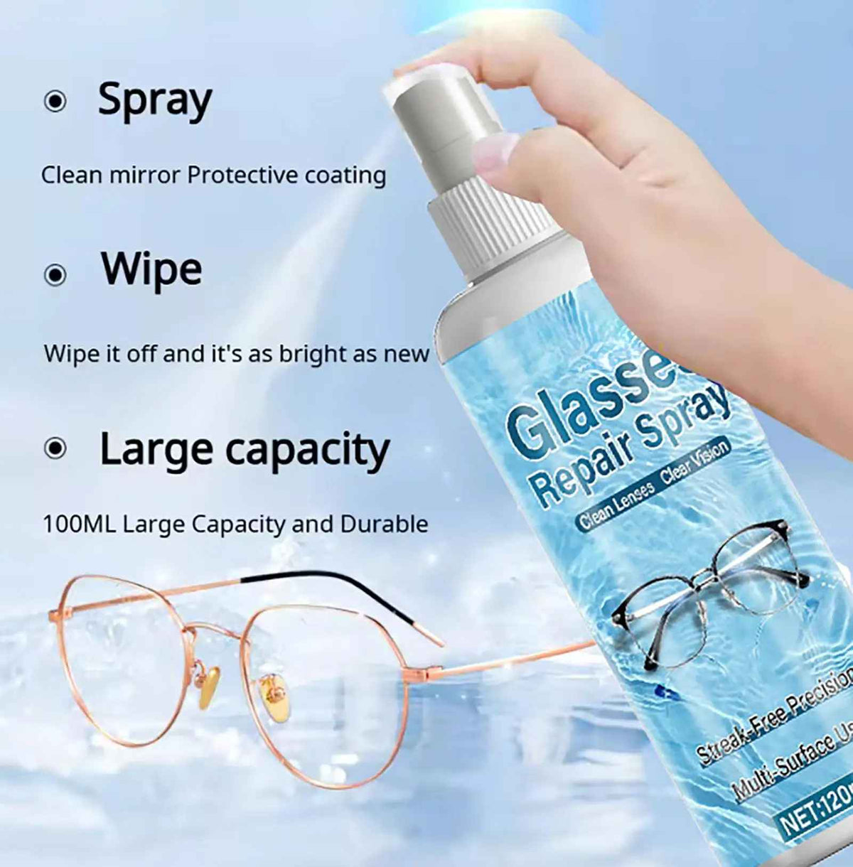 Professionelles Mehrflächen-Linsenpflegespray