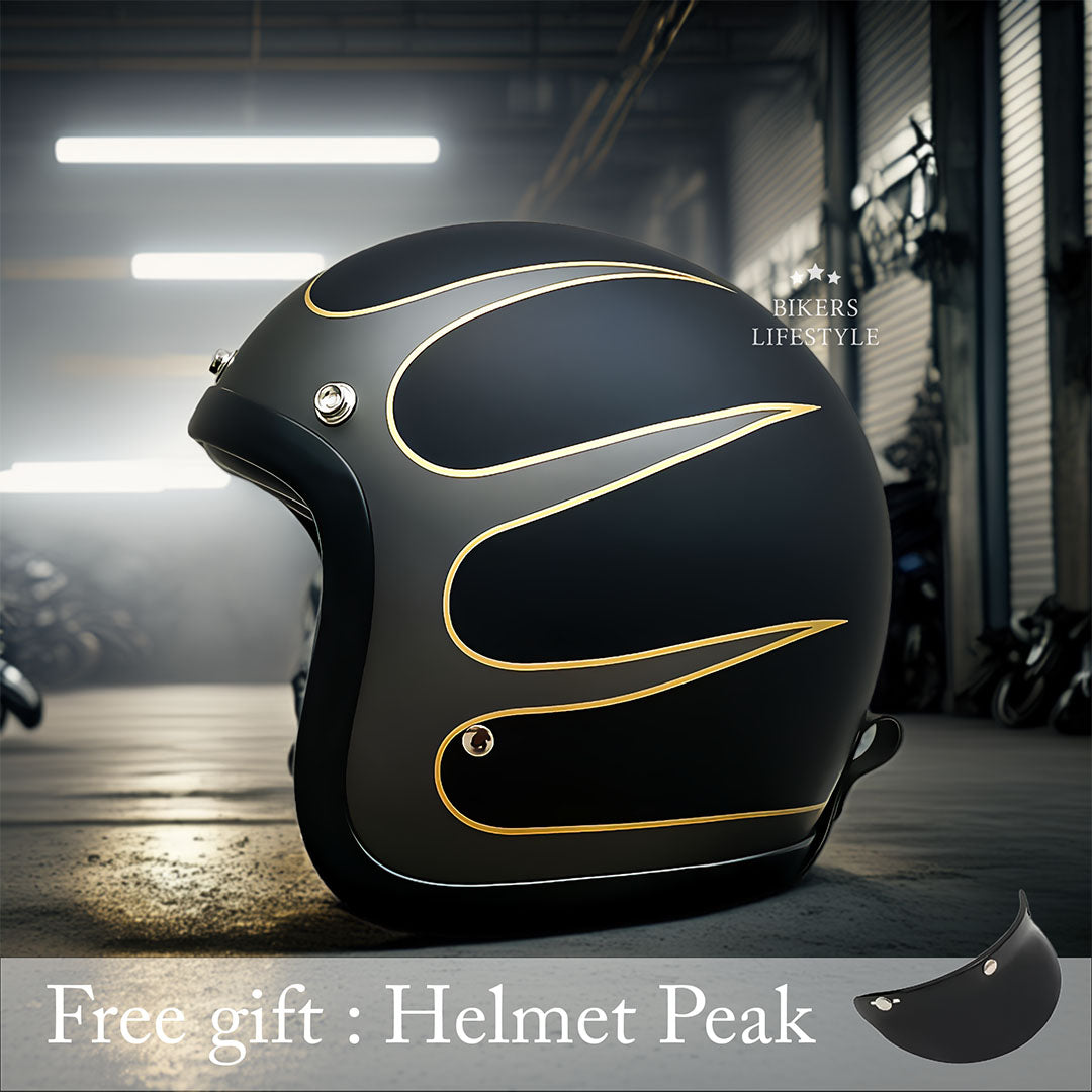 Vintage-Motorradhelm mit flachem Profil, DOT- und ECE-zertifiziert