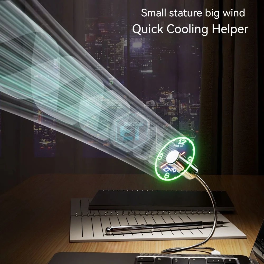 2-in-1 USB-Ventilator mit LED-Uhrbeleuchtung