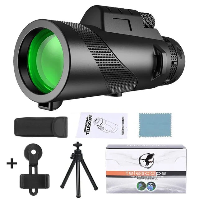 80X100 HD Monokulares Zoom-Fernrohr: Leistungsstark und tragbar für Jagd, Camping und Outdoor-Reisen