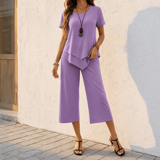 Set aus asymmetrischer Tunika und weiter Hose