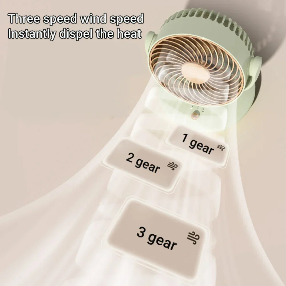 Tischventilator mit 360°-Drehung, USB-Ventilator mit 3 Geschwindigkeitsstufen und Akku, leise und kompakt, für Büro, Schlafzimmer und Zuhause