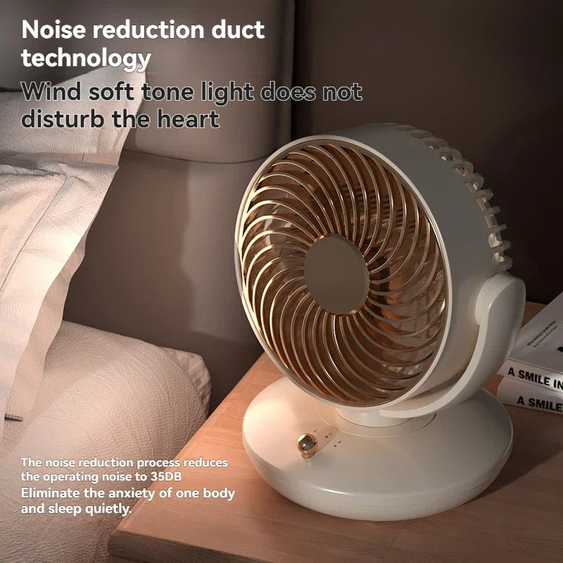 Tischventilator mit 360°-Drehung, USB-Ventilator mit 3 Geschwindigkeitsstufen und Akku, leise und kompakt, für Büro, Schlafzimmer und Zuhause
