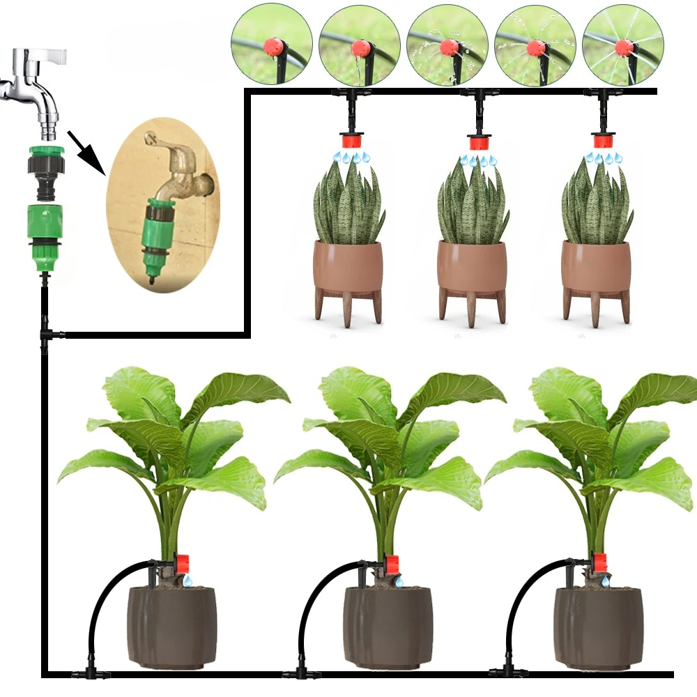 Automatisches Bewässerungssystem für Gartenpflanzen mit Zeitschaltuhr