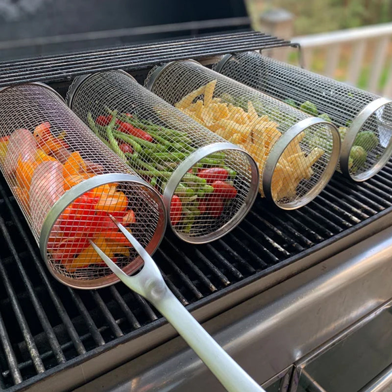 BBQ Grillkorb | 360° drehbar | Gleichmässige Hitzeverteilung | Edelstahlausführung