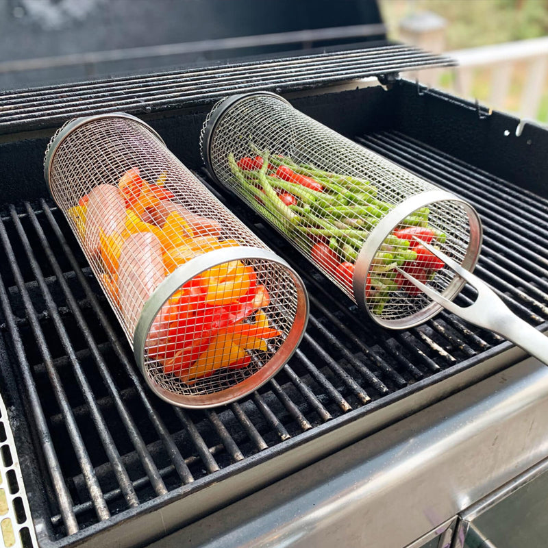 BBQ Grillkorb | 360° drehbar | Gleichmässige Hitzeverteilung | Edelstahlausführung