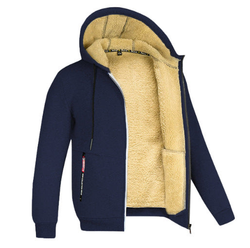 Herren-Kapuzenpullover mit Reissverschluss und Futter in Wolloptik für Alltag und Sport