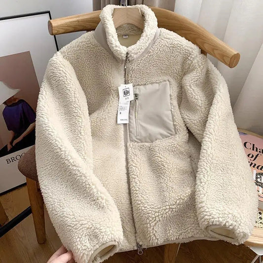 Damen-Sherpa-Jacke mit Reissverschluss