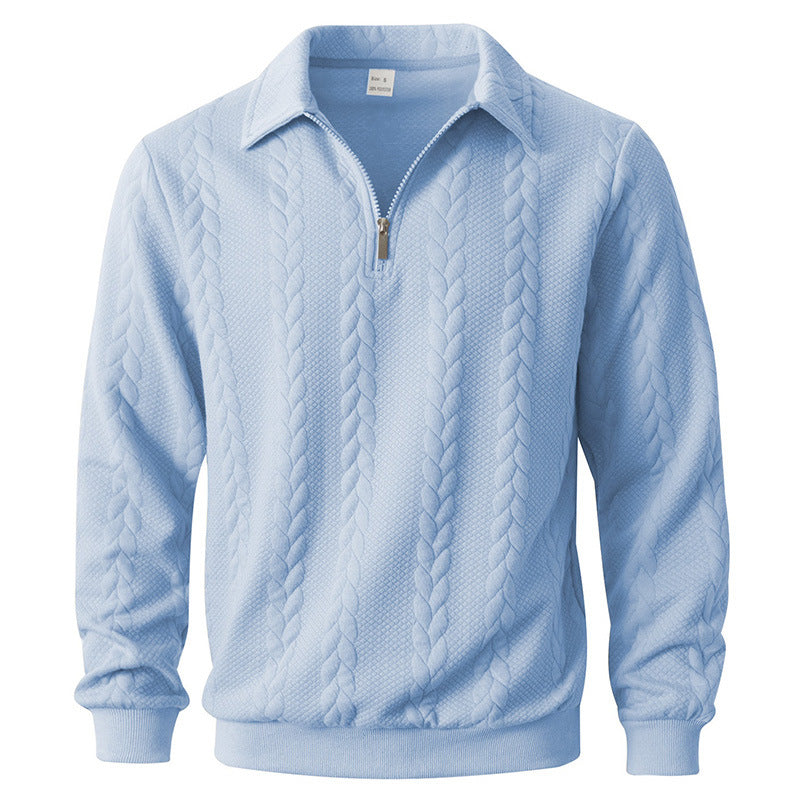 Herren-Langarm-Poloshirt mit Reissverschlusskragen