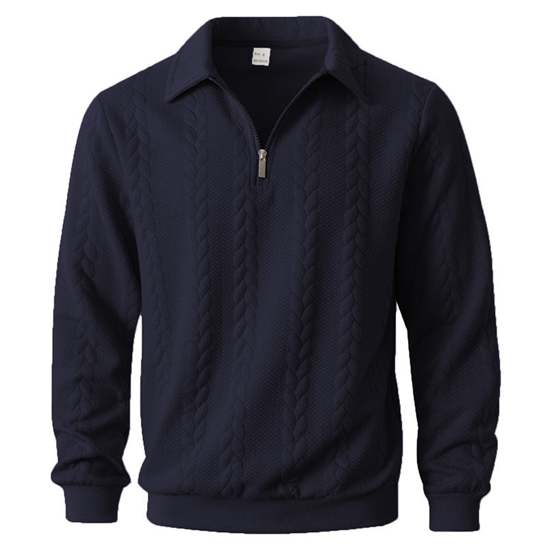 Herren-Langarm-Poloshirt mit Reissverschlusskragen