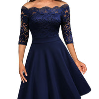 Damen-Midikleid in A-Linie mit 3/4-Ärmeln