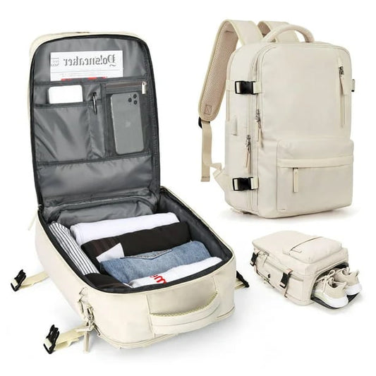 Damen-Reiserucksack – wasserdicht mit USB-Anschluss und Diebstahlschutz