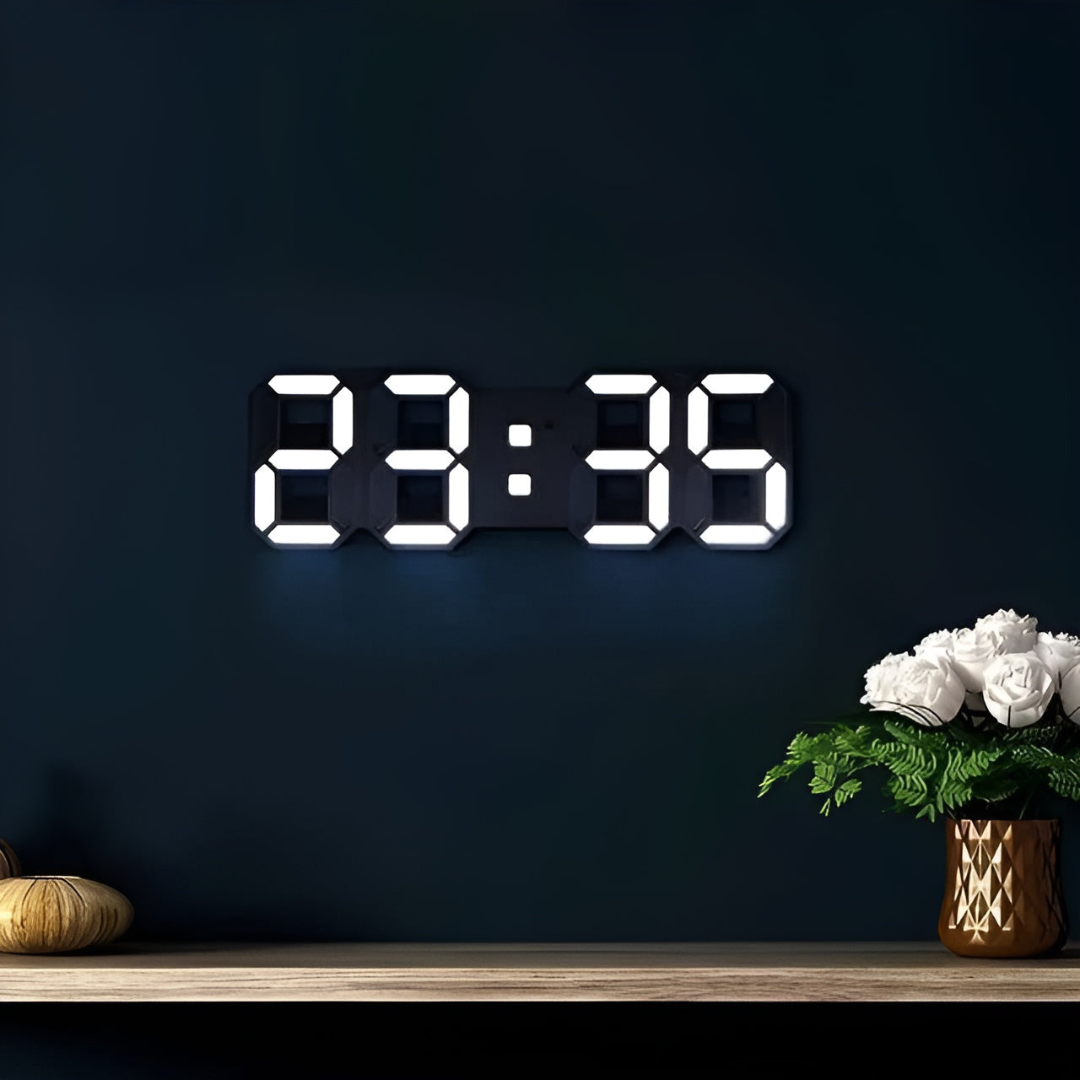 Designer-LED-3D-Wanduhr mit Digitalanzeige und intuitiver Bedienung