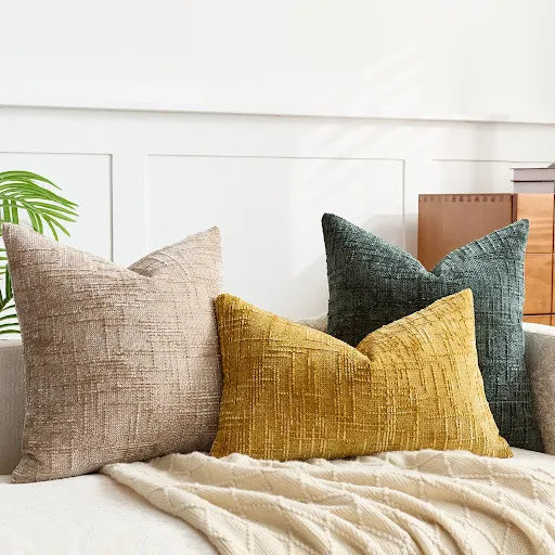 Einfarbiges Chenille-Zierkissen mit Bambusstruktur für Sofa und Schlafzimmer