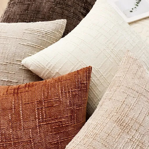 Einfarbiges Chenille-Zierkissen mit Bambusstruktur für Sofa und Schlafzimmer