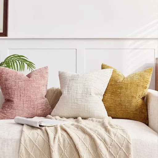 Einfarbiges Chenille-Zierkissen mit Bambusstruktur für Sofa und Schlafzimmer