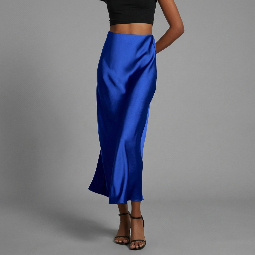 Eleganter taillierter Damen-Satin-Midirock