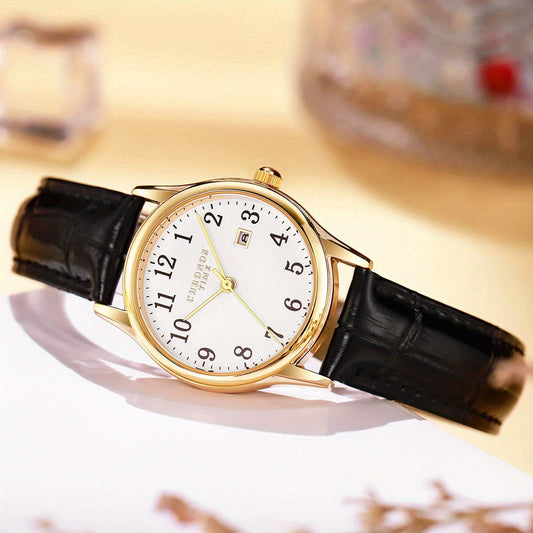 Elegante Damenuhr - Mit eckigem Zifferblatt und Kunstlederarmband - Perfektes Geschenk für Frauen