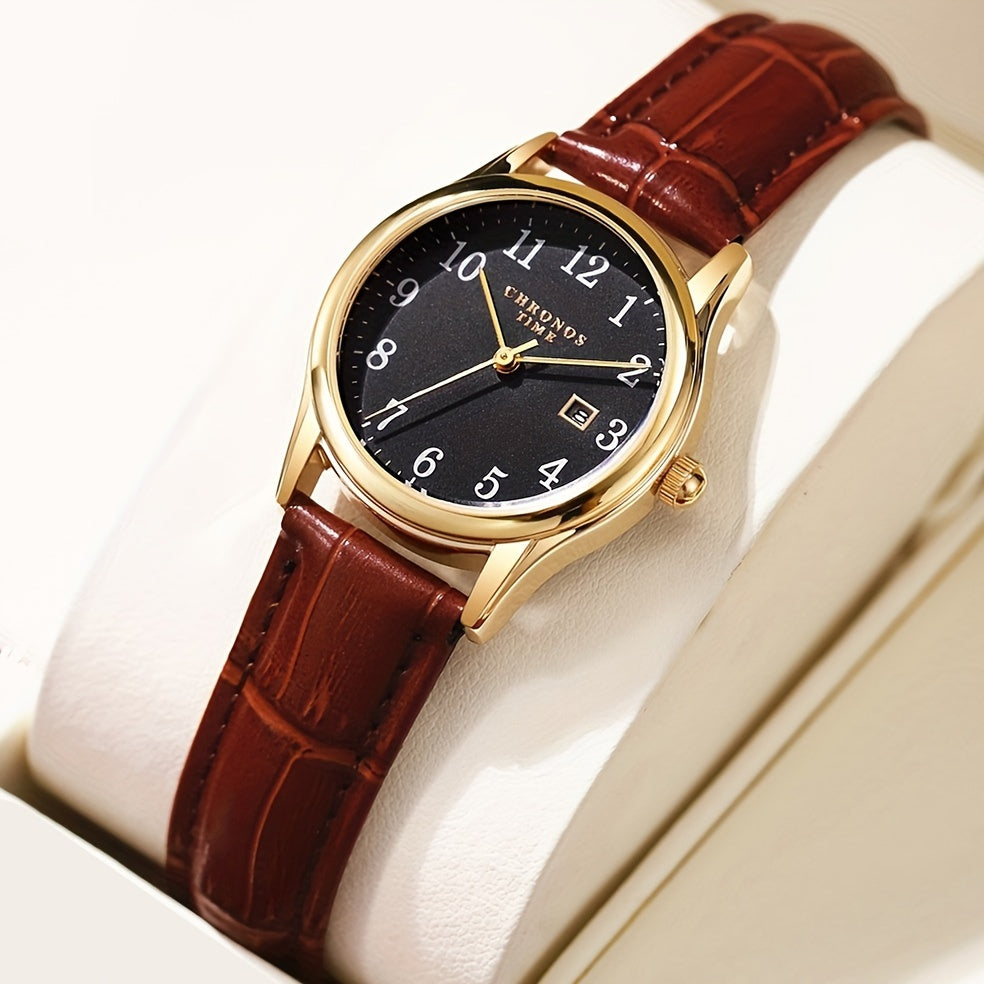 Elegante Damenuhr - Mit eckigem Zifferblatt und Kunstlederarmband - Perfektes Geschenk für Frauen