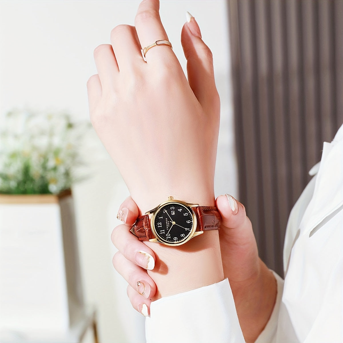 Elegante Damenuhr - Mit eckigem Zifferblatt und Kunstlederarmband - Perfektes Geschenk für Frauen