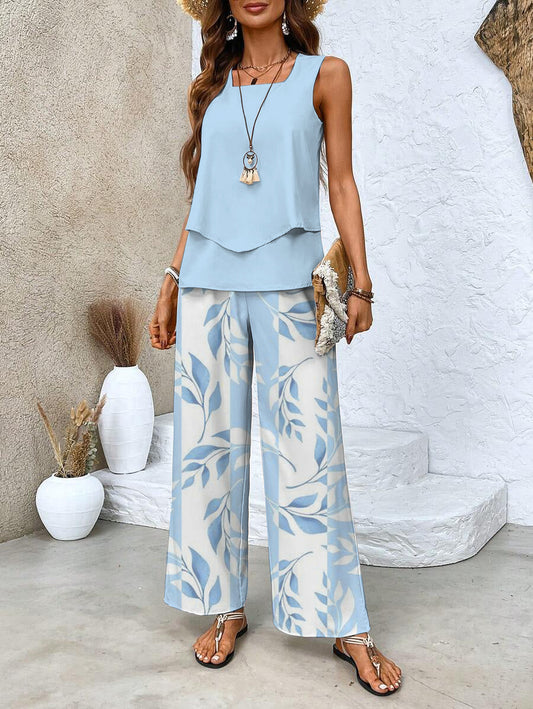 Elegantes Damen-Set mit Blumenmuster und bequemer Hose
