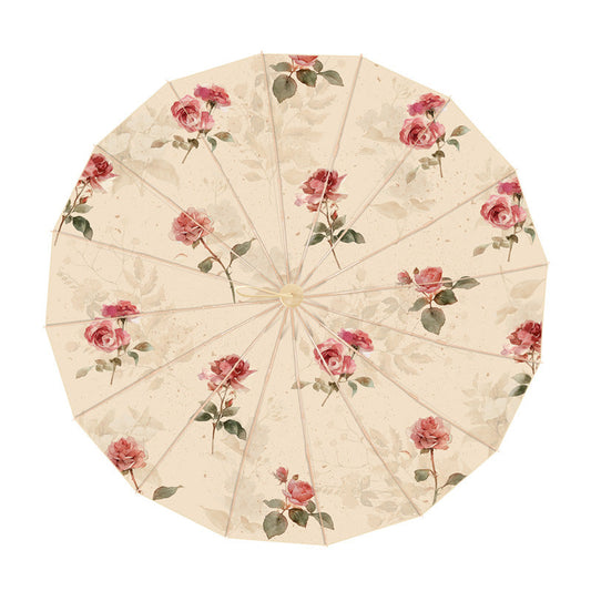 Eleganter faltbarer Damen-Sonnenschirm mit Blumenmuster und praktischer Tragetasche