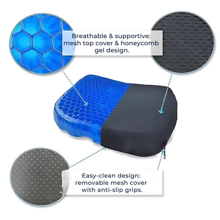 Ergonomisches Gel-Sitzkissen zur Linderung von Rücken- und Steissbeinschmerzen