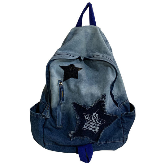Jeans-Schultasche mit Stern-Applikation für den täglichen Gebrauch