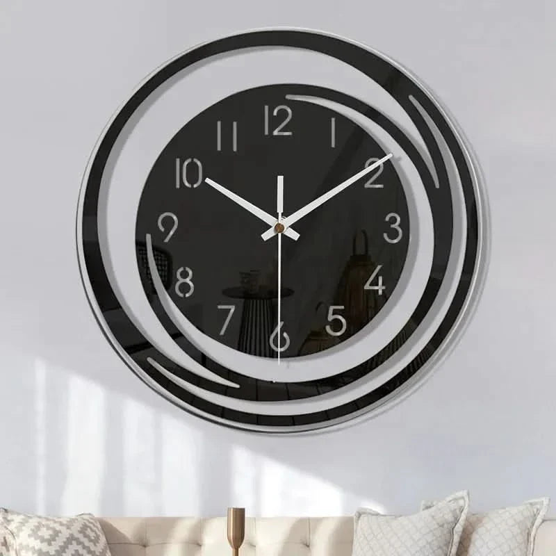 Schwarze Acryl-Wanduhr – Skandinavisches modernes Design