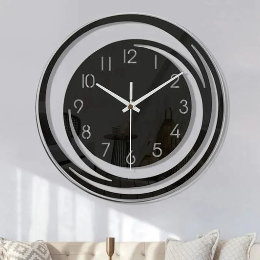Schwarze Acryl-Wanduhr – Skandinavisches modernes Design