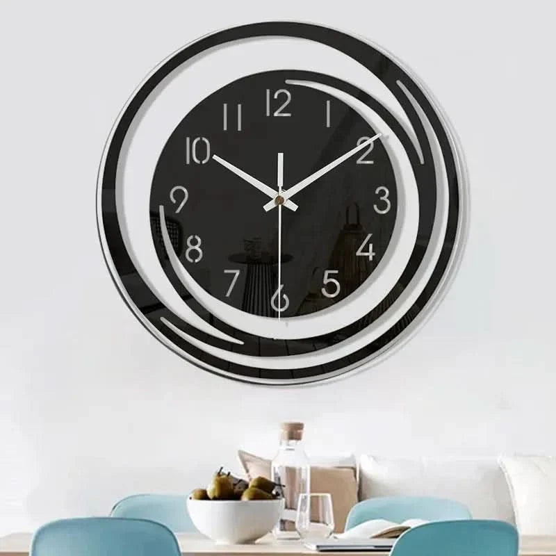 Schwarze Acryl-Wanduhr – Skandinavisches modernes Design