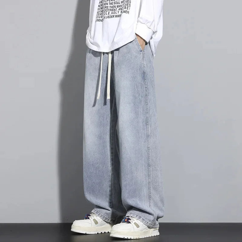 Herren Baggy-Jeans mit verstellbarem Kordelzug für die Freizeit