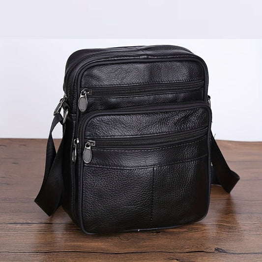 Herren Leder-Umhängetasche – Geräumige Rindsledertasche mit verstellbarem Riemen