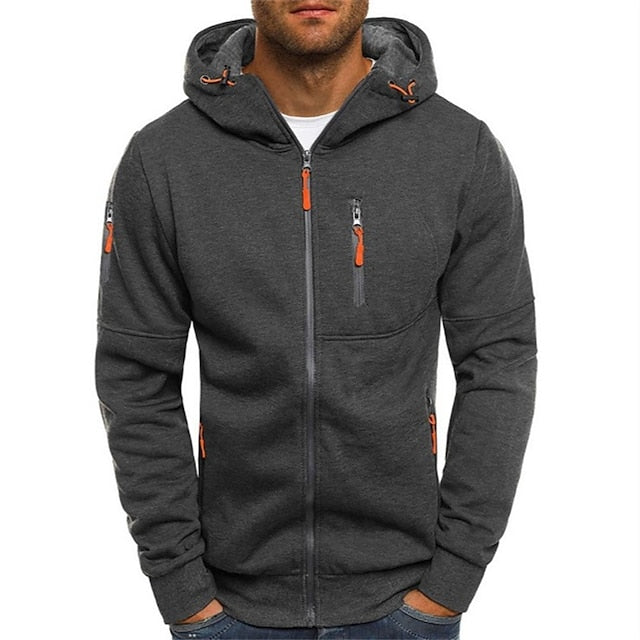 Herren-Sweatjacke mit Reissverschluss und orangefarbenen Details