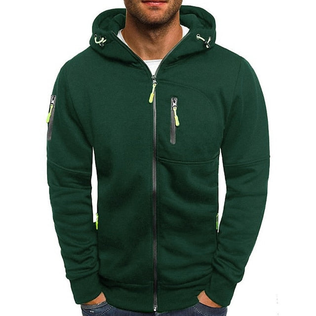 Herren-Sweatjacke mit Reissverschluss und orangefarbenen Details
