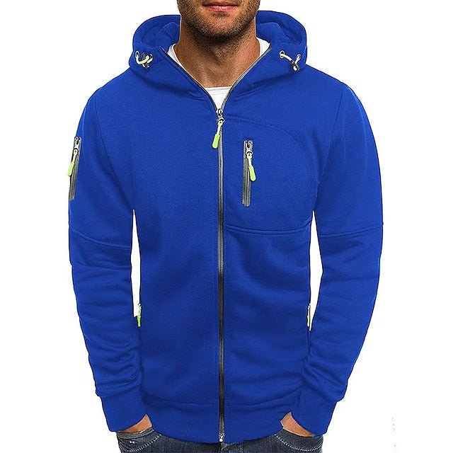 Herren-Sweatjacke mit Reissverschluss und orangefarbenen Details