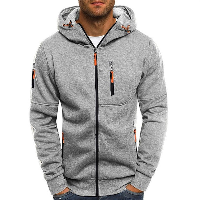 Herren-Sweatjacke mit Reissverschluss und orangefarbenen Details