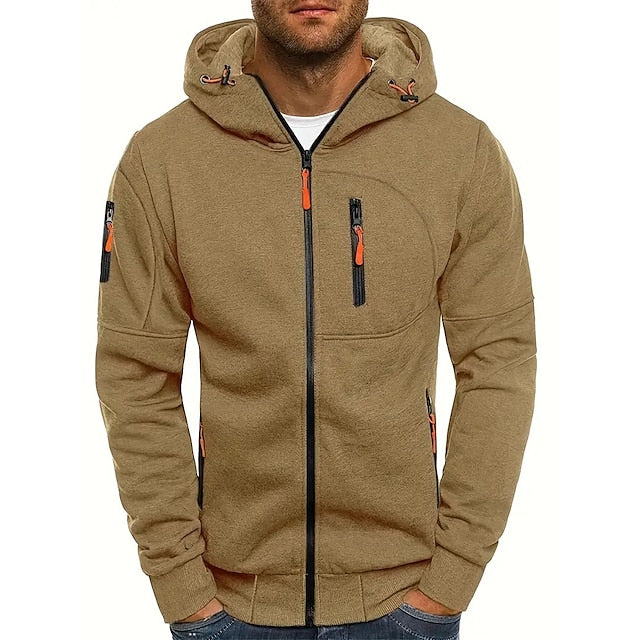 Herren-Sweatjacke mit Reissverschluss und orangefarbenen Details