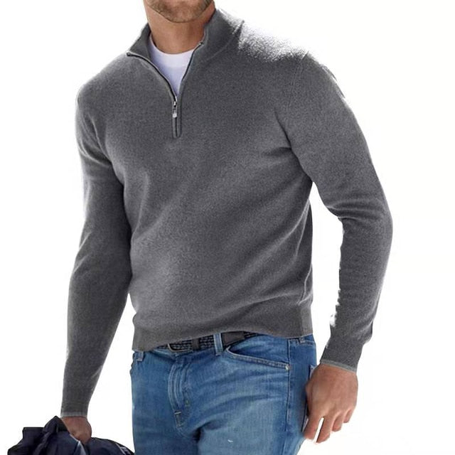 Herrenpullover mit Reissverschlusskragen