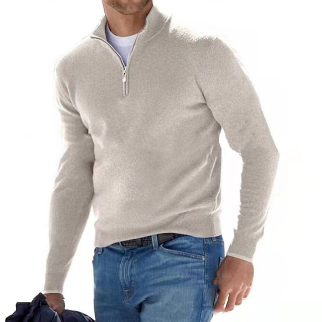 Herrenpullover mit Reissverschlusskragen