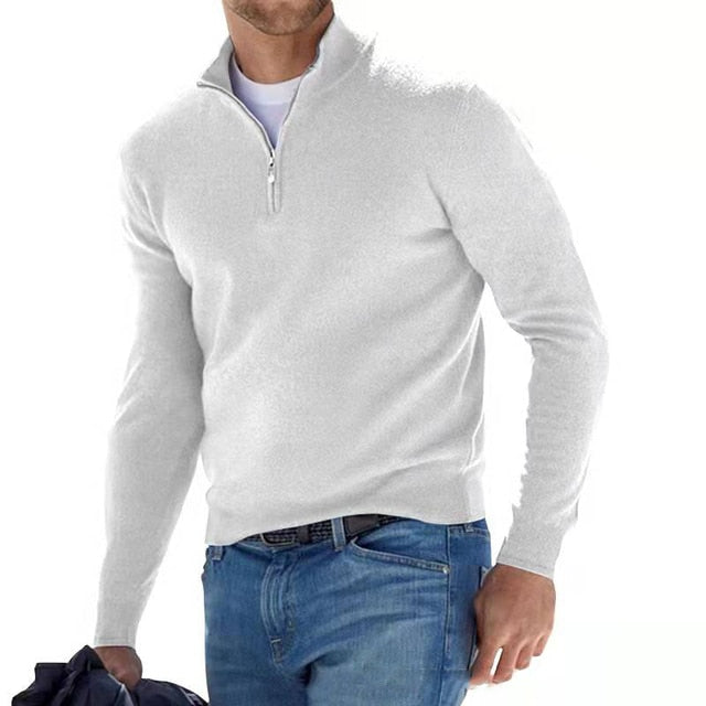Herrenpullover mit Reissverschlusskragen