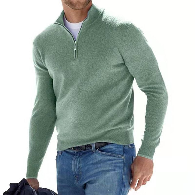 Herrenpullover mit Reissverschlusskragen