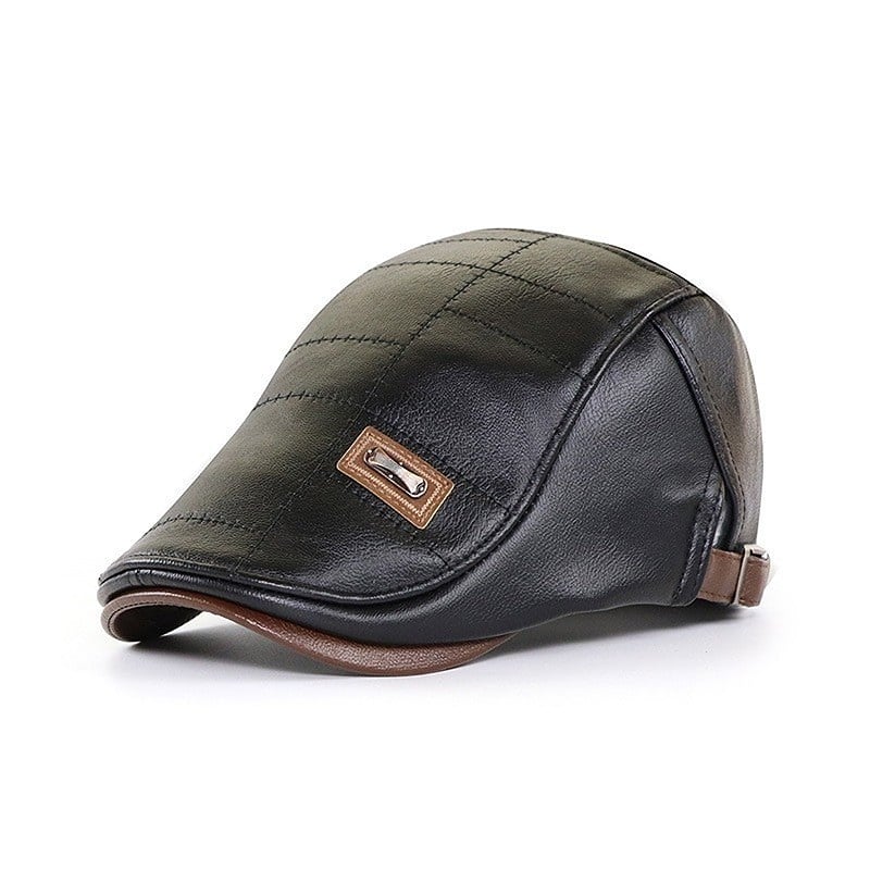 Herren Flatcap – Vintage Flatcap im Newsboy-Stil mit Ziernähten und verstellbarem Riemen für den Alltag