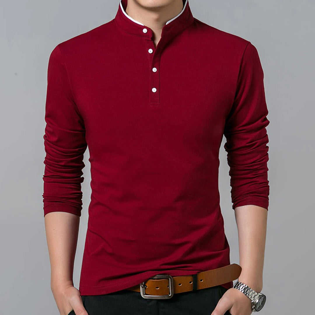 Tailliertes Langarm-Poloshirt für Herren