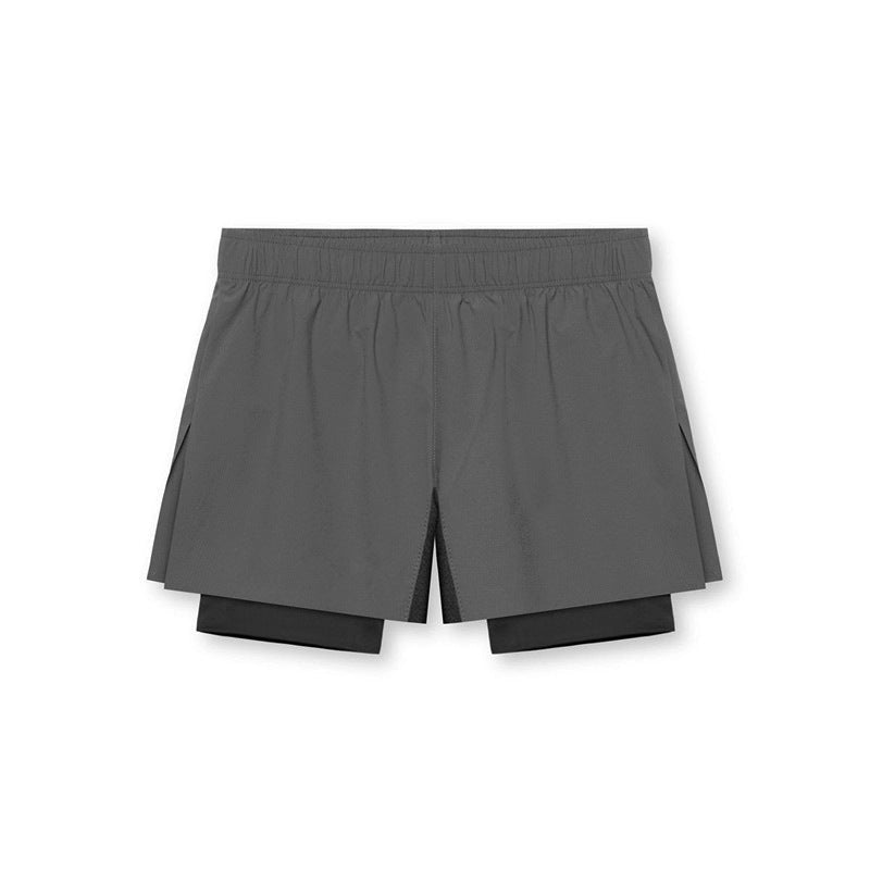 Zweilagige Herren-Sportshorts mit Kompressionspassform und atmungsaktivem elastischem Material, ideal für Fitness und sportliche Aktivitäten