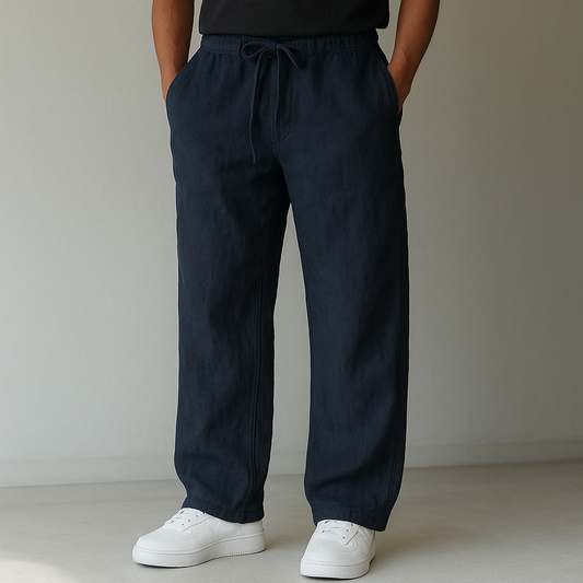 Lässige Herren-Leinenhose mit Kordelzugbund