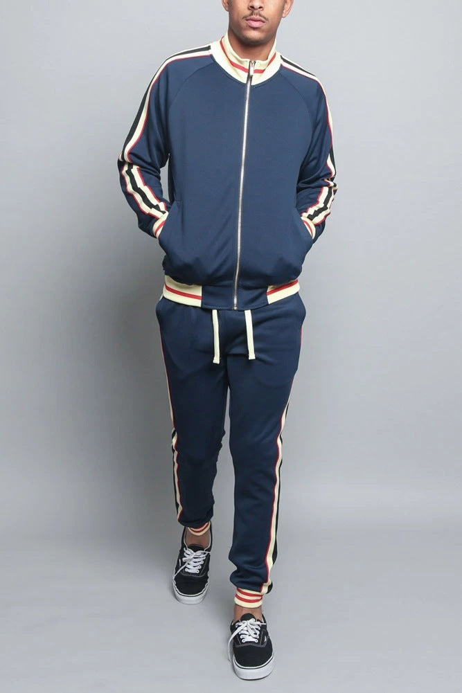 Herren-Trainingsset | Gestreifte Jacke & Trainerhose - Bequem